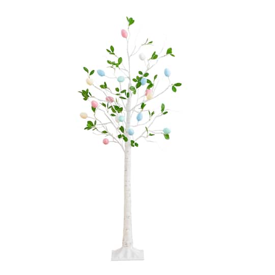 5Ft Pre-Lit Artificial Blooming Easter Egg Twig Tree with 72 Warm White LED Lights By Nearly Natural | 23" x 16" x 60" | Michaels®